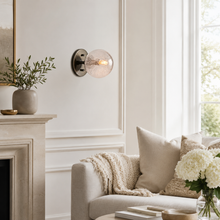Mandoza Glass Bubble Wall Light with Bronze Finish, Living Room