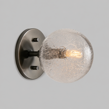 Mandoza Glass Bubble Wall Light with Bronze Finish, Main Light On