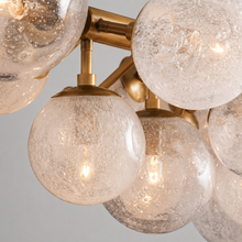 Mandoza Linear Bubble Glass Chandelier with Brass Finish, Body Detail