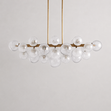 Mandoza Linear Bubble Glass Chandelier with Brass Finish, Main Light Off