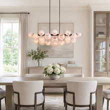 Mandoza Linear Bubble Glass Chandelier with Bronze Finish, Dining Room