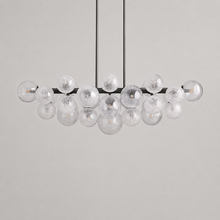Mandoza Linear Bubble Glass Chandelier with Bronze Finish, Main Light Off