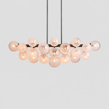 Mandoza Linear Bubble Glass Chandelier with Bronze Finish, Main Light On