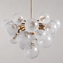 27" Mandoza Round Bubble Glass Chandelier with Brass Finish, Main Light Off