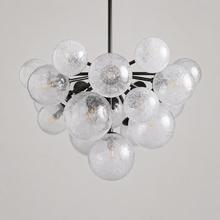 27" Mandoza Round Bubble Glass Chandelier with Bronze Finish, Main Light Off