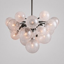 27" Mandoza Round Bubble Glass Chandelier with Bronze Finish, Main Light On