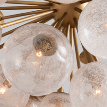 35" Mandoza Round Bubble Glass Chandelier with Brass Finish, Body Detail