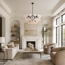 35" Mandoza Round Bubble Glass Chandelier with Bronze Finish, Living Room