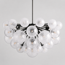 35" Mandoza Round Bubble Glass Chandelier with Bronze Finish, Main Light Off