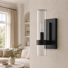 Ravello Glass Cylinder Wall Lighting in Bronze, Clear, 4.7", Main Light Off