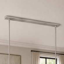 Ravello Linear Glass Cylinder Chandelier in Nickel, Clear, 54", Canopy Detail