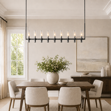 Ravello Linear Glass Cylinder Chandelier in Bronze, Clear, 71", Main Light On