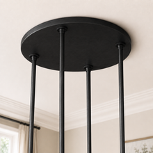 Ravello Round Glass Cylinder Chandelier in Bronze, Clear, 36", Canopy Detail