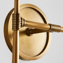 13" Rhodes Fabric Wall Light with Brass Finish, Linen Shade and Frame Detail