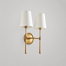 13" Rhodes Fabric Wall Light with Brass Finish, Light Off