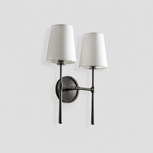 13" Rhodes Fabric Wall Light with Bronze Finish, Light Off