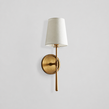 5.5" Rhodes Fabric Wall Light with Brass Finish, Light Off
