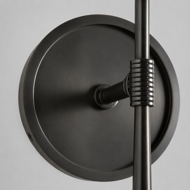 5.5" Rhodes Fabric Wall Light with Bronze Finish, Linen Shade and Frame Detail