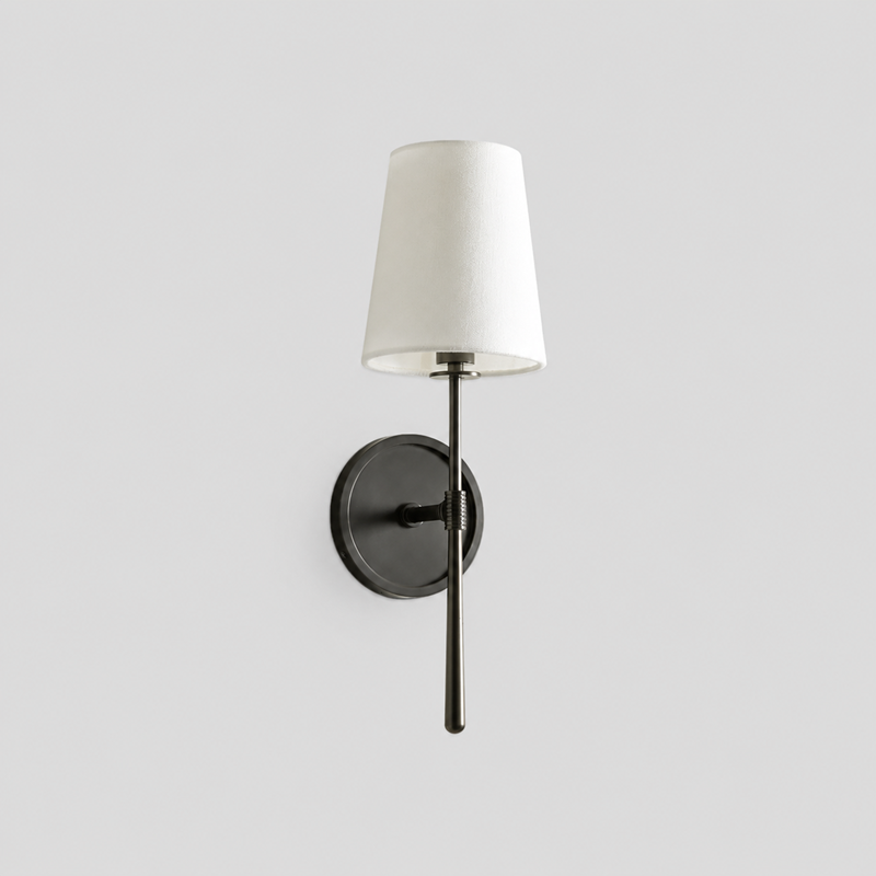 5.5" Rhodes Fabric Wall Light with Bronze Finish, Light Off