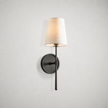 5.5" Rhodes Fabric Wall Light with Bronze Finish, Light On