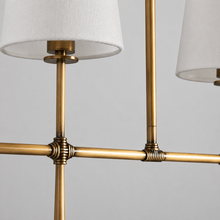 50" Rhodes Linear Fabric Chandelier with Brass Finish, Body Detail