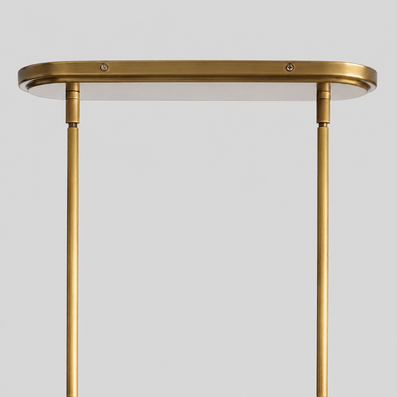 50" Rhodes Linear Fabric Chandelier with Brass Finish, Canopy Detail