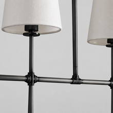 50" Rhodes Linear Fabric Chandelier with Bronze Finish, Body Detail