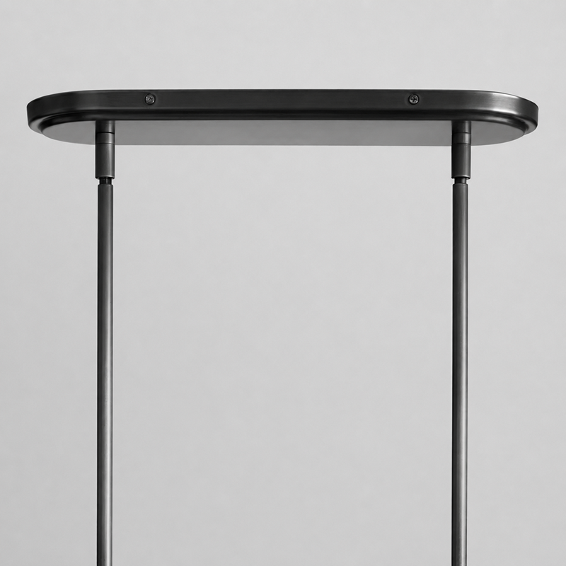 50" Rhodes Linear Fabric Chandelier with Bronze Finish, Canopy Detail