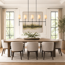 50" Rhodes Linear Fabric Chandelier with Bronze Finish, Dining Room