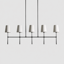 50" Rhodes Linear Fabric Chandelier with Bronze Finish, Main Light Off