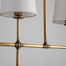 61" Rhodes Linear Fabric Chandelier with Brass Finish, Body Detail