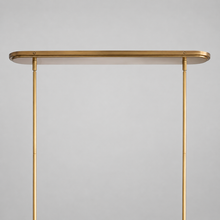 61" Rhodes Linear Fabric Chandelier with Brass Finish, Canopy Detail