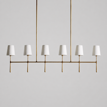 61" Rhodes Linear Fabric Chandelier with Brass Finish, Main Light Off