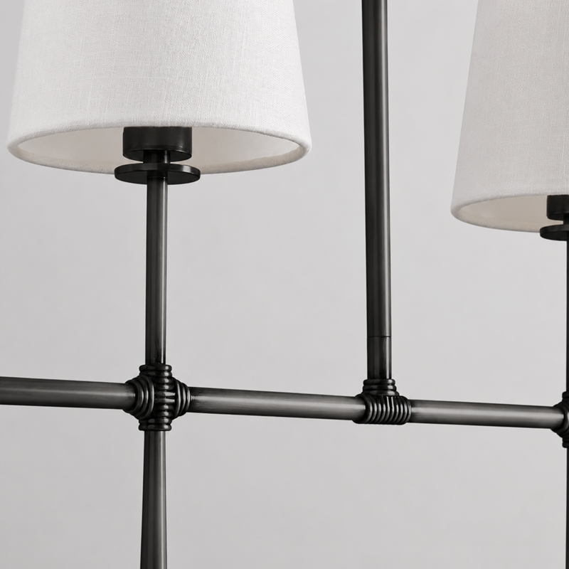 61" Rhodes Linear Fabric Chandelier with Bronze Finish, Body Detail