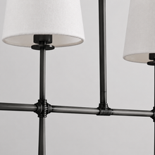 61" Rhodes Linear Fabric Chandelier with Bronze Finish, Body Detail