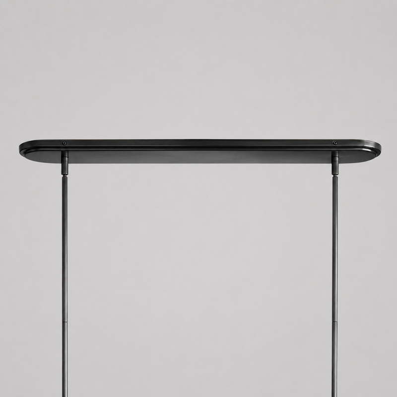 61" Rhodes Linear Fabric Chandelier with Bronze Finish, Canopy Detail