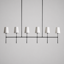 61" Rhodes Linear Fabric Chandelier with Bronze Finish, Main Light Off