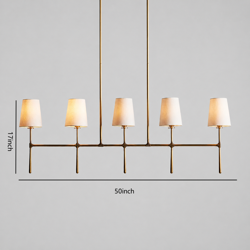 50" Rhodes Linear Fabric Chandelier with Brass Finish