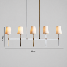 50" Rhodes Linear Fabric Chandelier with Brass Finish