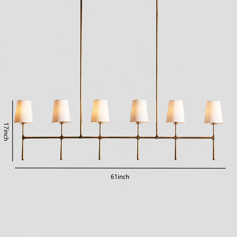 61" Rhodes Linear Fabric Chandelier with Brass Finish
