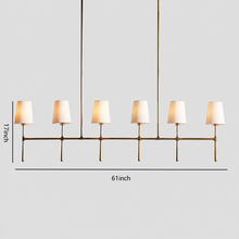 61" Rhodes Linear Fabric Chandelier with Brass Finish