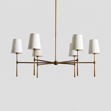 42" Rhodes Round Fabric Chandelier with Brass Finish, Main Light Off