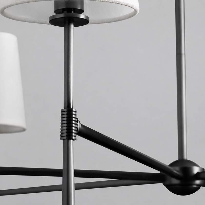 42" Rhodes Round Fabric Chandelier with Bronze Finish, Body Detail