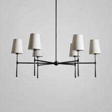 42" Rhodes Round Fabric Chandelier with Bronze Finish, Main Light Off