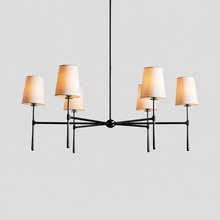 42" Rhodes Round Fabric Chandelier with Bronze Finish, Main Light On