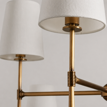 48" Rhodes Round Fabric Chandelier with Brass Finish, Body Detail