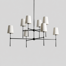 48" Rhodes Round Fabric Chandelier with Bronze Finish, Main Light Off
