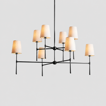 48" Rhodes Round Fabric Chandelier with Bronze Finish, Main Light On