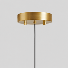 Soltaire Bubble Glass Raindrop Pendant in Brass, 5", Canopy Detail
