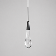Soltaire Bubble Glass Raindrop Pendant in Bronze, 5", Main Light Off